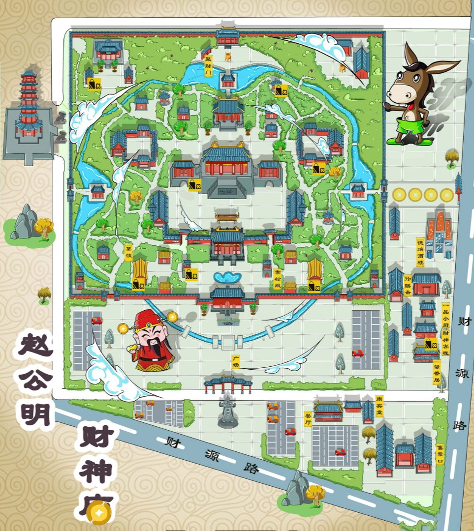 防城港寺庙类手绘地图
